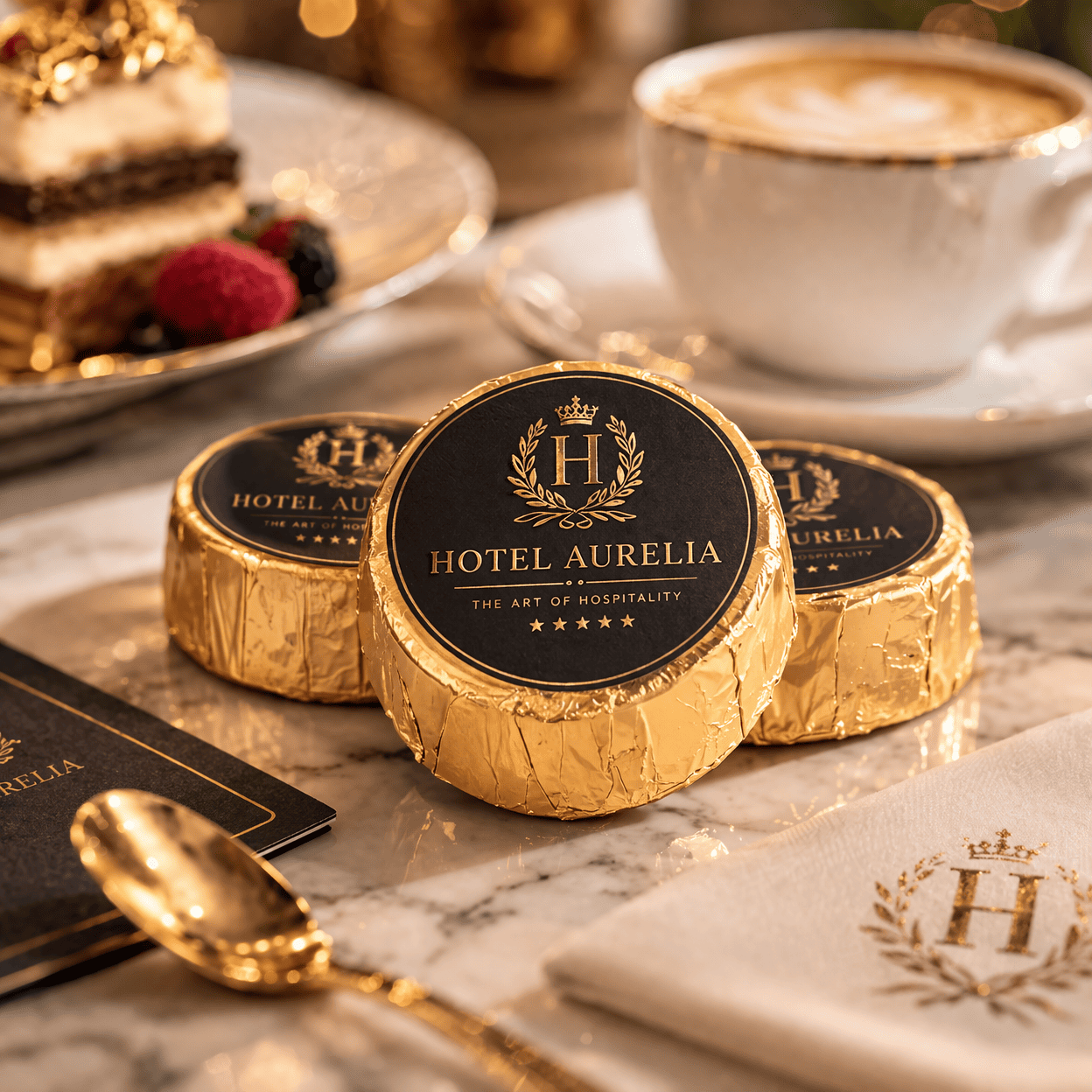 bombones personalizados damas papel dorado