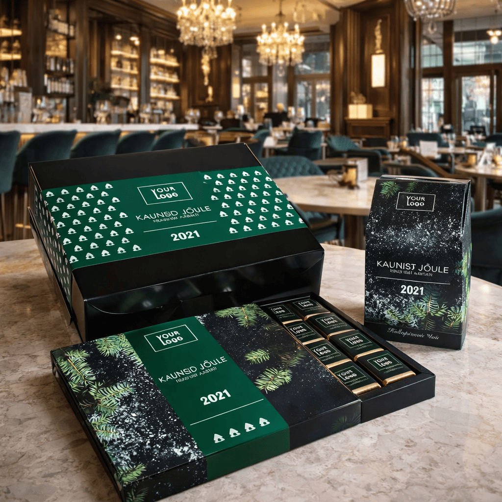 cajas te y chocolate navideñas con publicitarias envio gratis