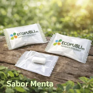 chicles publicitarios con logo sabor menta